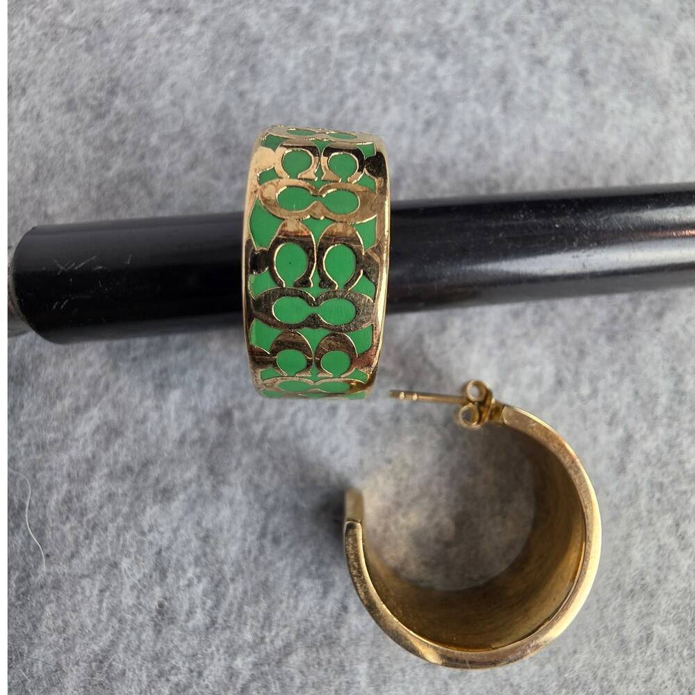 Coach Green and Gold earrings